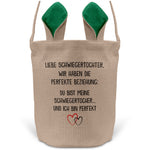 22Feels® Schwiegertochter Frauen Osterkorb mit Henkel Ostergeschenk Tragetasche Ostern Deko Osternest Körbchen Hasenohren (Beige/Grün)-Ostern Tragetasche-22Feels