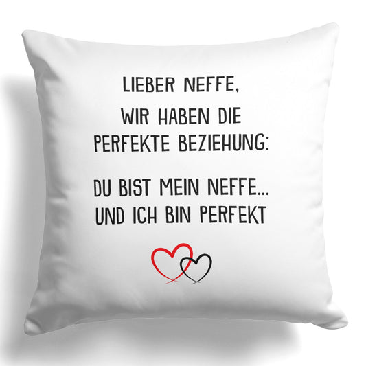 22Feels® Neffe Geschenk - Kissen mit Spruch (Weiss 40x40cm)-Kissen Weiss 40x40-22Feels