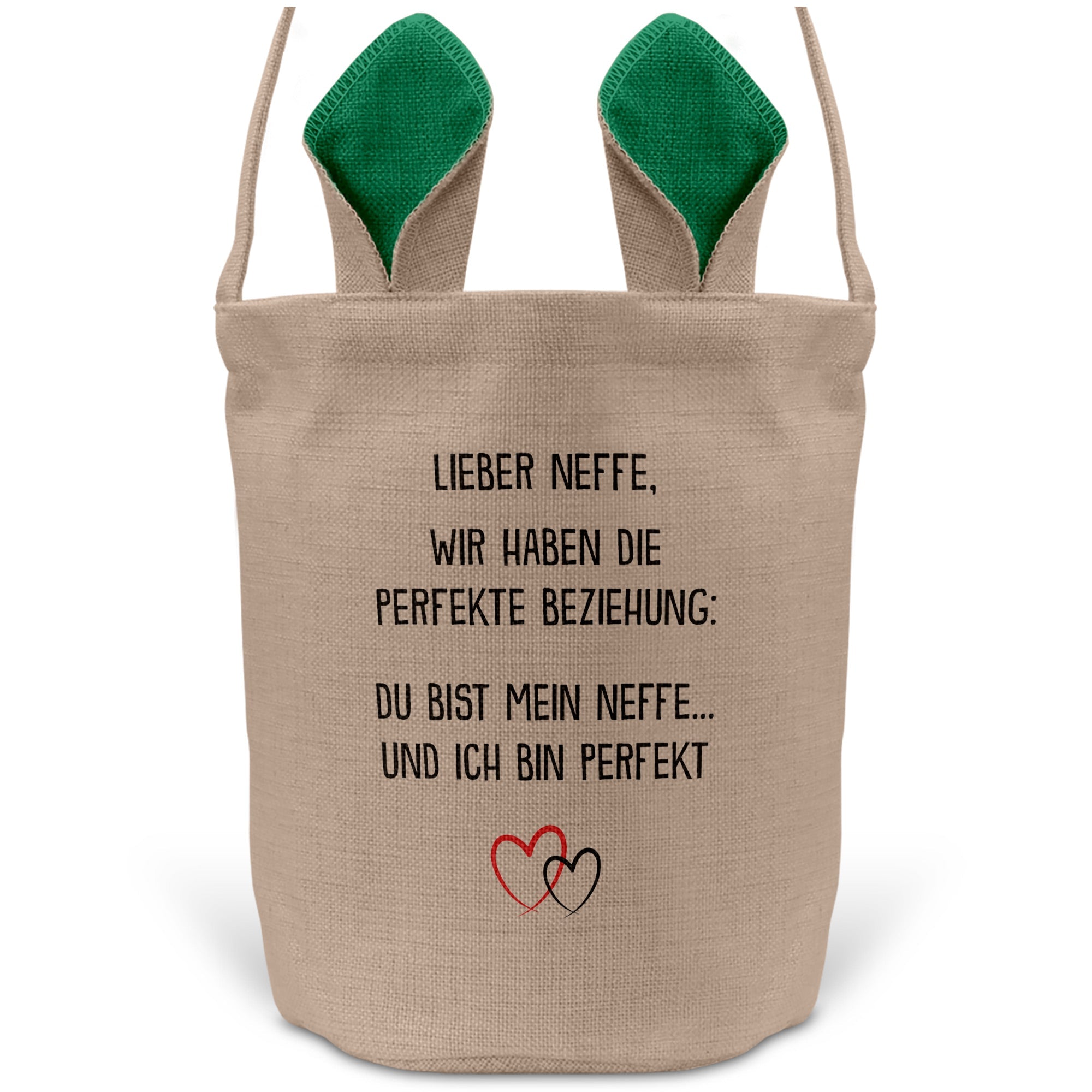 22Feels® Neffe Junge Osterkorb mit Henkel Ostergeschenk Tragetasche Ostern Deko Osternest Körbchen Hasenohren (Beige/Grün)-Ostern Tragetasche-22Feels