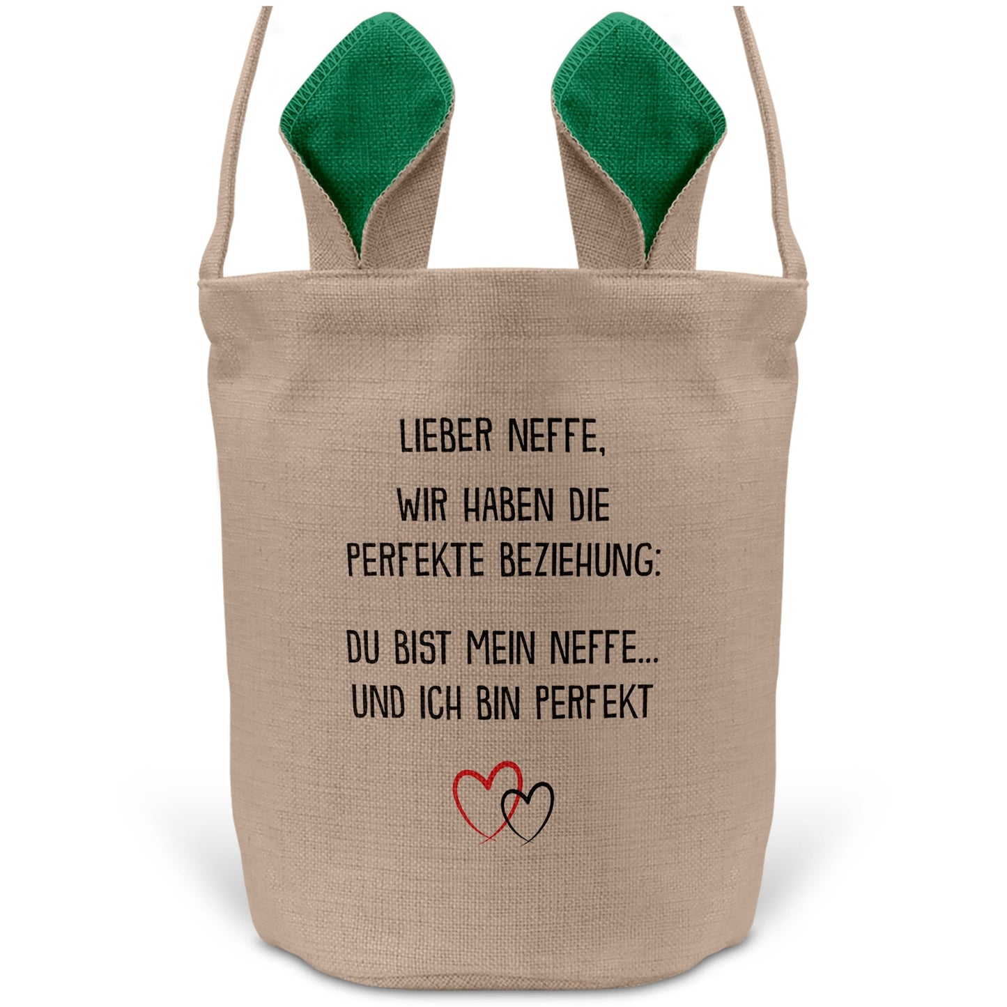 22Feels® Neffe Junge Osterkorb mit Henkel Ostergeschenk Tragetasche Ostern Deko Osternest Körbchen Hasenohren (Beige/Grün)-Ostern Tragetasche-22Feels