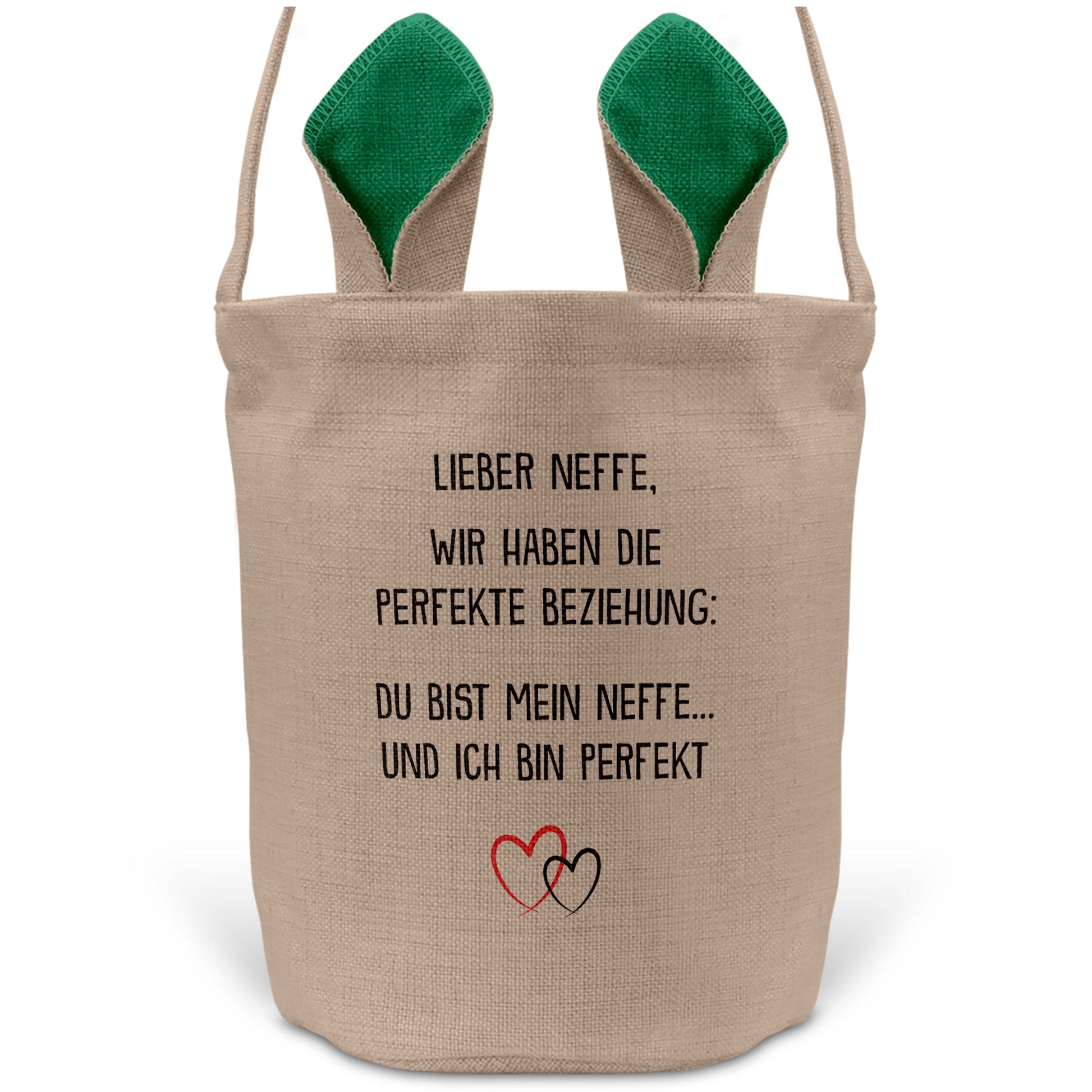 22Feels® Neffe Junge Osterkorb mit Henkel Ostergeschenk Tragetasche Ostern Deko Osternest Körbchen Hasenohren (Beige/Grün)-Ostern Tragetasche-22Feels