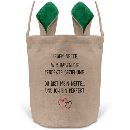 22Feels® Neffe Junge Osterkorb mit Henkel Ostergeschenk Tragetasche Ostern Deko Osternest Körbchen Hasenohren (Beige/Grün)-Ostern Tragetasche-22Feels