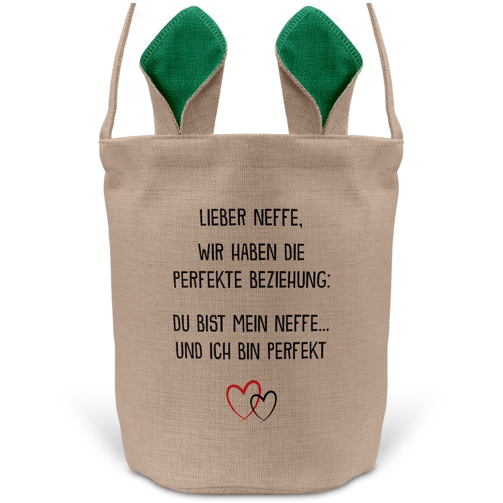 22Feels® Neffe Junge Osterkorb mit Henkel Ostergeschenk Tragetasche Ostern Deko Osternest Körbchen Hasenohren (Beige/Grün)-Ostern Tragetasche-22Feels