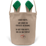 22Feels® Neffe Junge Osterkorb mit Henkel Ostergeschenk Tragetasche Ostern Deko Osternest Körbchen Hasenohren (Beige/Grün)-Ostern Tragetasche-22Feels