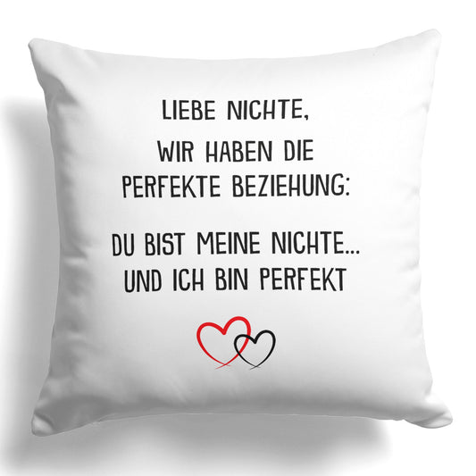 22Feels® Nichte Geschenk - Kissen mit Spruch (Weiss 40x40cm)-Kissen Weiss 40x40-22Feels