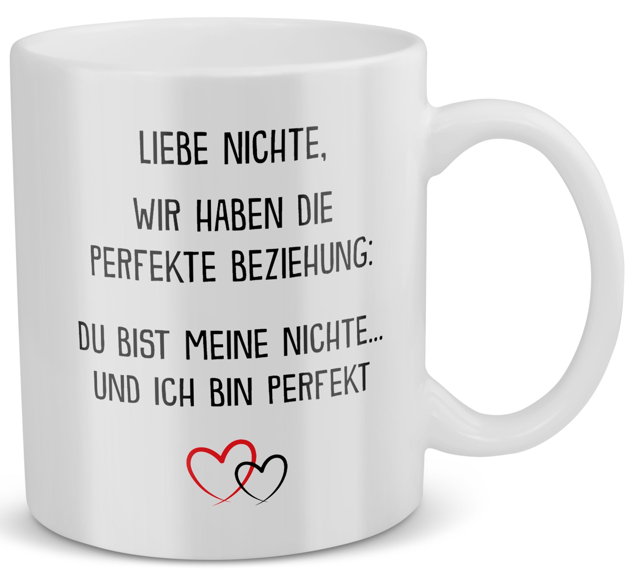 22Feels® Nichte Geschenk von Onkel - Tasse mit Spruch: Die Perfekte Beziehung (Weiss, 320ml)-Weisse Tasse 320ml-22Feels