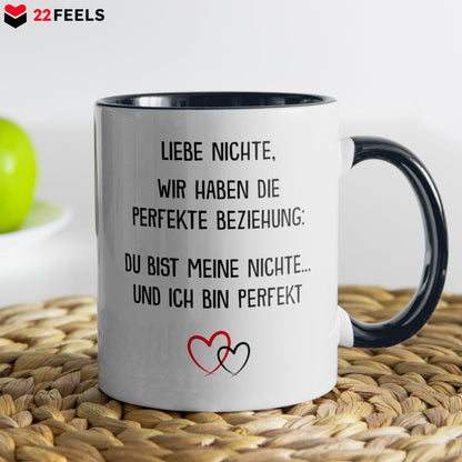 22Feels® Nichte Geschenk - Tasse mit Spruch (Weiss-Schwarz, 320ml)-TwoTone Tasse Weiss-Schwarz 320ml-22Feels