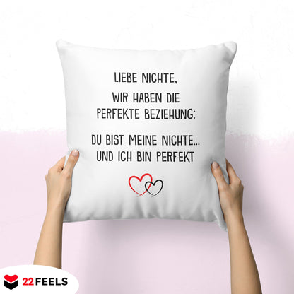 22Feels® Nichte Geschenk - Kissen mit Spruch (Weiss 40x40cm)-Kissen Weiss 40x40-22Feels