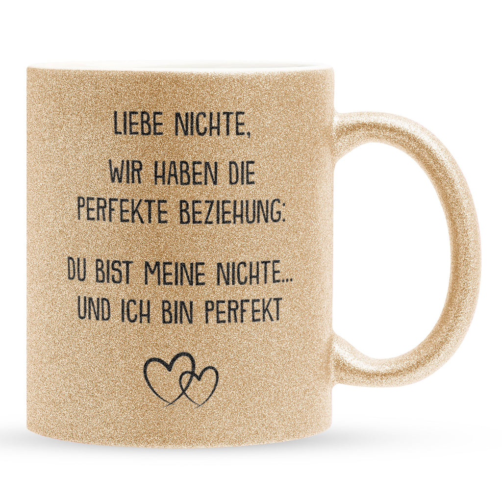 22Feels® Nichte Geschenk - Glitzertasse mit Spruch (Gold, 320ml)-Glitzertasse Gold 320ml-22Feels