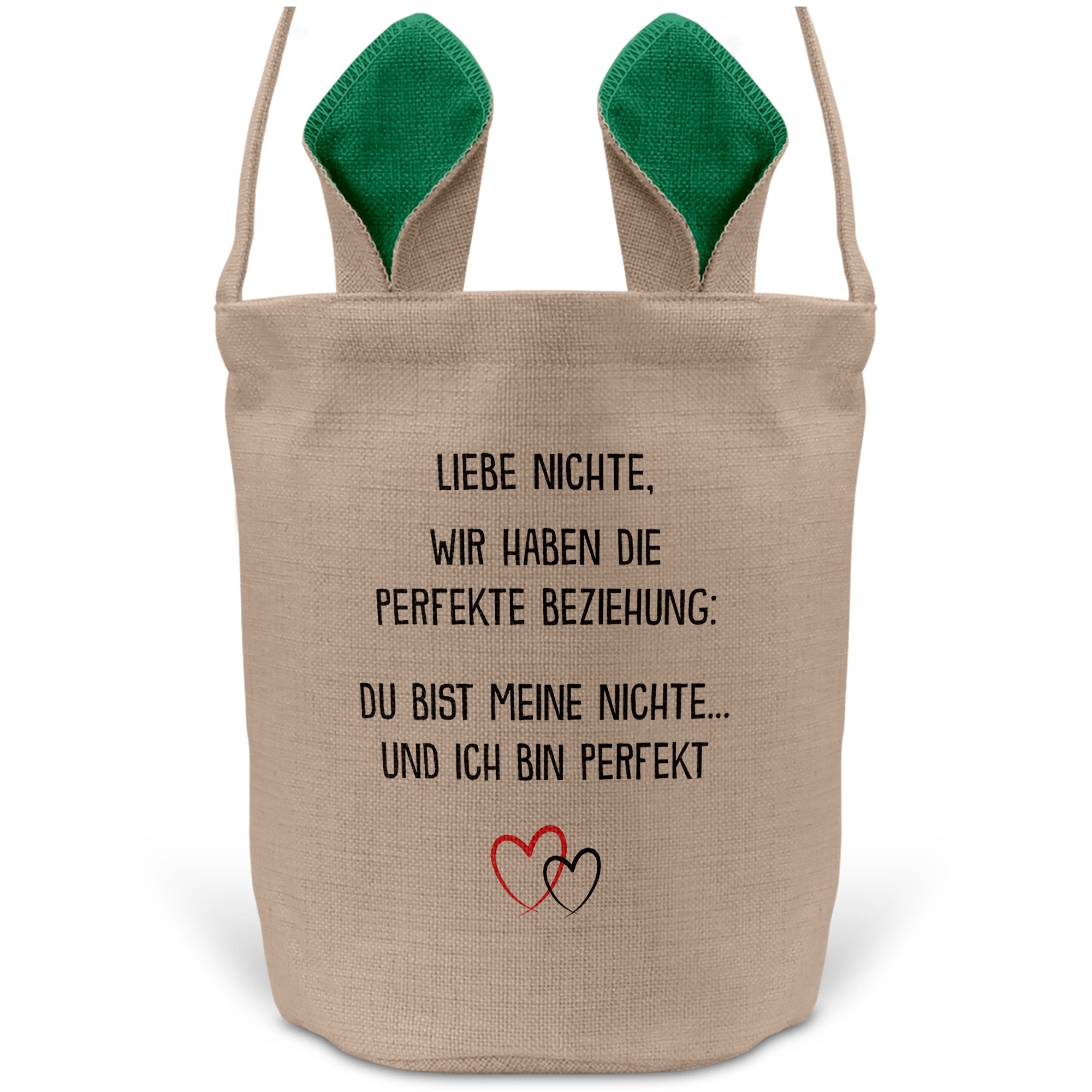 22Feels® Nichte Mädchen Osterkorb mit Henkel Ostergeschenk Tragetasche Ostern Deko Osternest Körbchen Hasenohren (Beige/Grün)-Ostern Tragetasche-22Feels