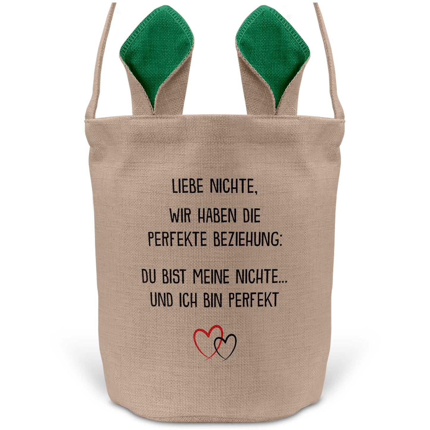22Feels® Nichte Mädchen Osterkorb mit Henkel Ostergeschenk Tragetasche Ostern Deko Osternest Körbchen Hasenohren (Beige/Grün)-Ostern Tragetasche-22Feels