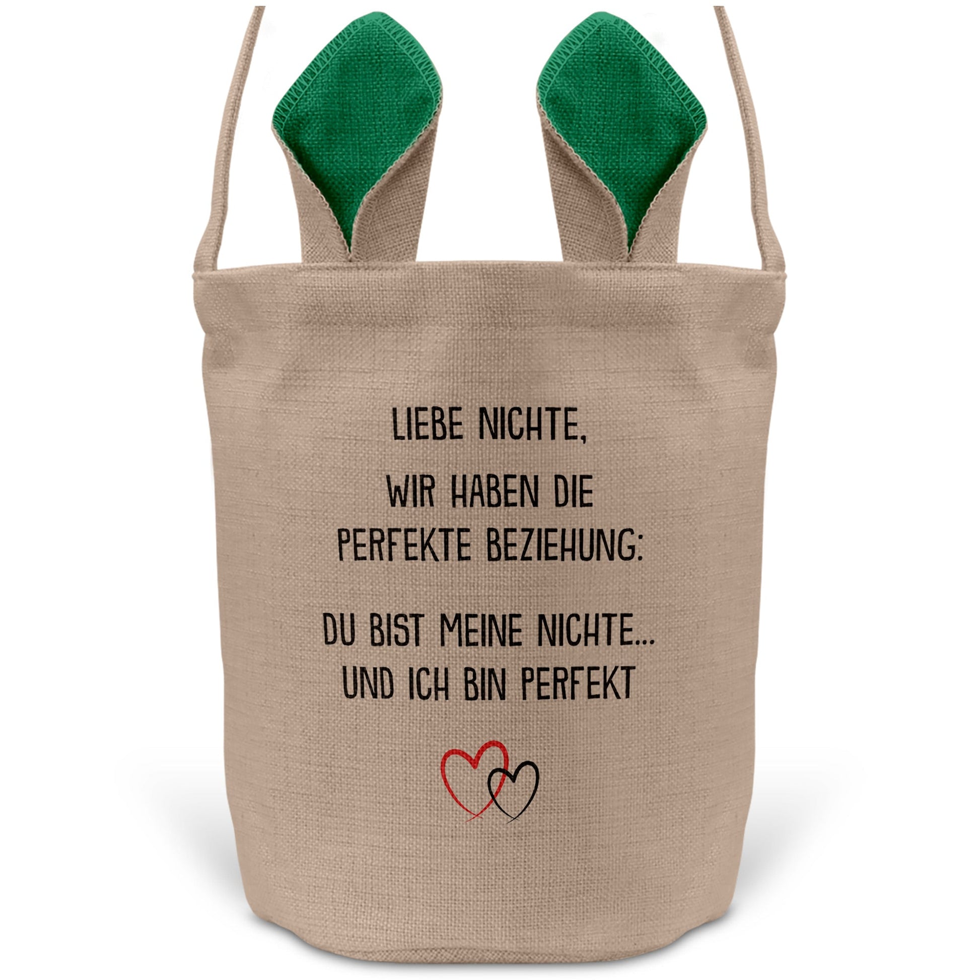 22Feels® Nichte Mädchen Osterkorb mit Henkel Ostergeschenk Tragetasche Ostern Deko Osternest Körbchen Hasenohren (Beige/Grün)-Ostern Tragetasche-22Feels