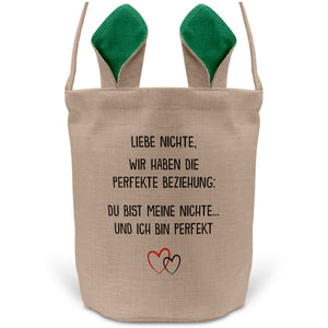 22Feels® Nichte Mädchen Osterkorb mit Henkel Ostergeschenk Tragetasche Ostern Deko Osternest Körbchen Hasenohren (Beige/Grün)-Ostern Tragetasche-22Feels