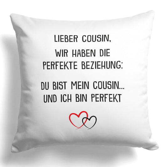 22Feels® Cousin Geschenk - Kissen mit Spruch (Weiss 40x40cm)-Kissen Weiss 40x40-22Feels