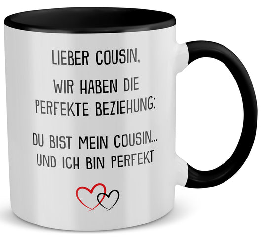 22Feels® Cousin Geschenk - Tasse mit Spruch (Weiss-Schwarz, 320ml)-TwoTone Tasse Weiss-Schwarz 320ml-22Feels