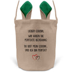 22Feels® Cousin Jungs Osterkorb mit Henkel Ostergeschenk Tragetasche Ostern Deko Osternest Körbchen Hasenohren (Beige/Grün)-Ostern Tragetasche-22Feels