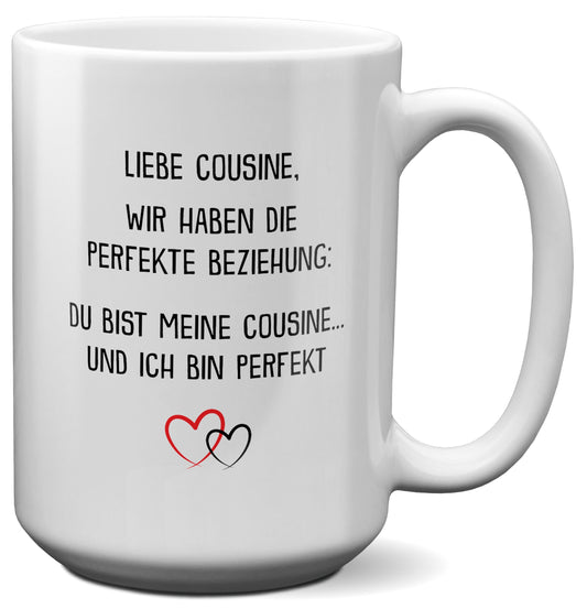 22Feels® Cousine Geschenk - XL Tasse mit Spruch (Weiss, 440ml)-Weisse XL Tasse 440ml-22Feels