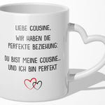 22Feels® Cousine Geschenk - Tasse mit Spruch (Herzhenkel, Weiss, 320ml)-Tasse Weiss Herzhenkel 320ml-22Feels
