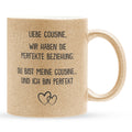 22Feels® Cousine Geschenk - Glitzertasse mit Spruch (Gold, 320ml)-Glitzertasse Gold 320ml-22Feels