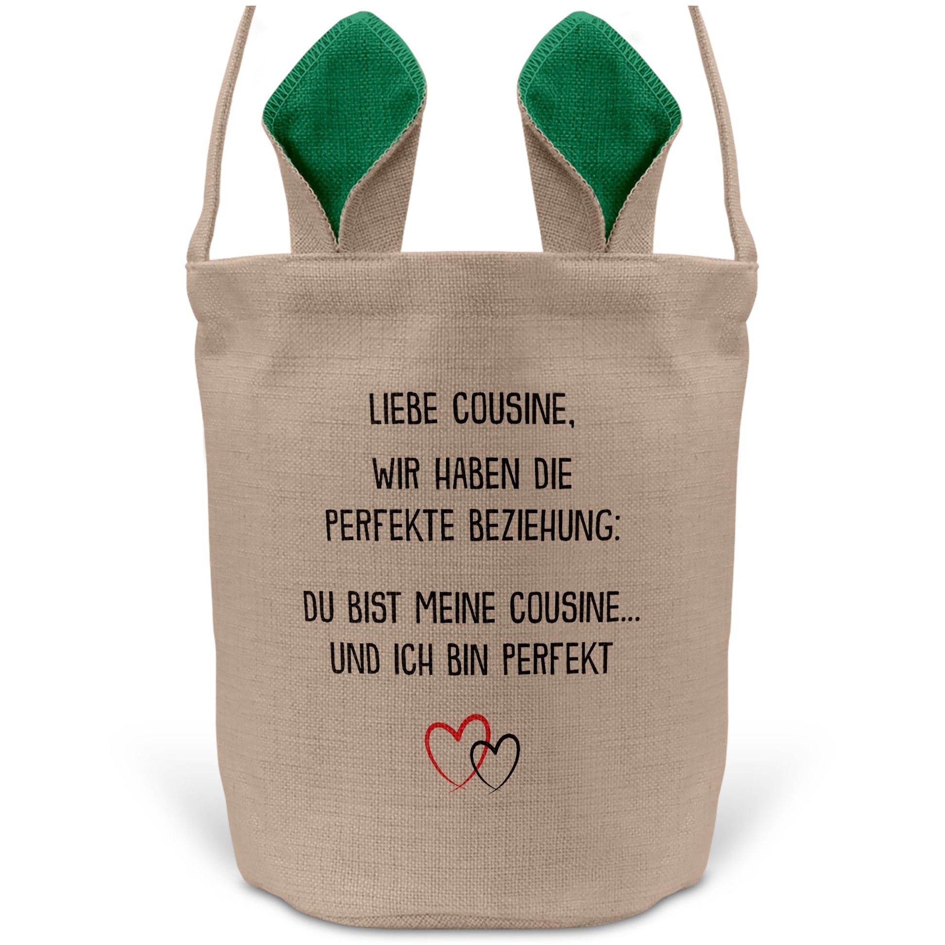 22Feels® Cousine Mädchen Osterkorb mit Henkel Ostergeschenk Tragetasche Ostern Deko Osternest Körbchen Hasenohren (Beige/Grün)-Ostern Tragetasche-22Feels