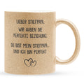 22Feels® Stiefvater Geschenk - Glitzertasse mit Spruch (Gold, 320ml)-Glitzertasse Gold 320ml-22Feels