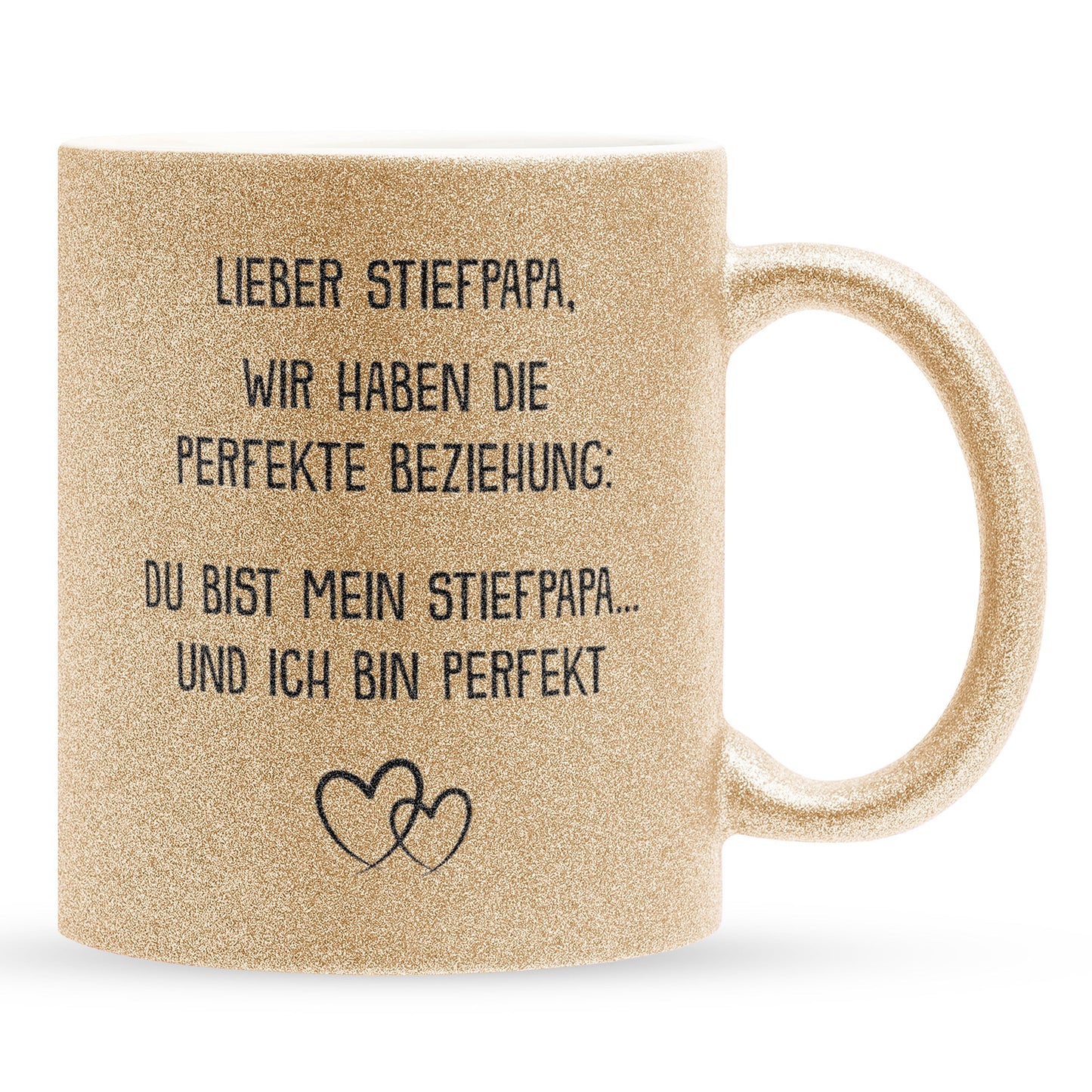 22Feels® Stiefvater Geschenk - Glitzertasse mit Spruch (Gold, 320ml)-Glitzertasse Gold 320ml-22Feels
