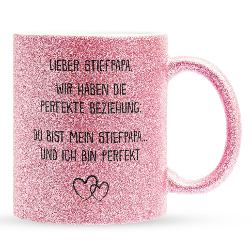 22Feels® Stiefvater Geschenk - Glitzertasse mit Spruch (Pink, 320ml)-Glitzertasse Pink 320ml-22Feels
