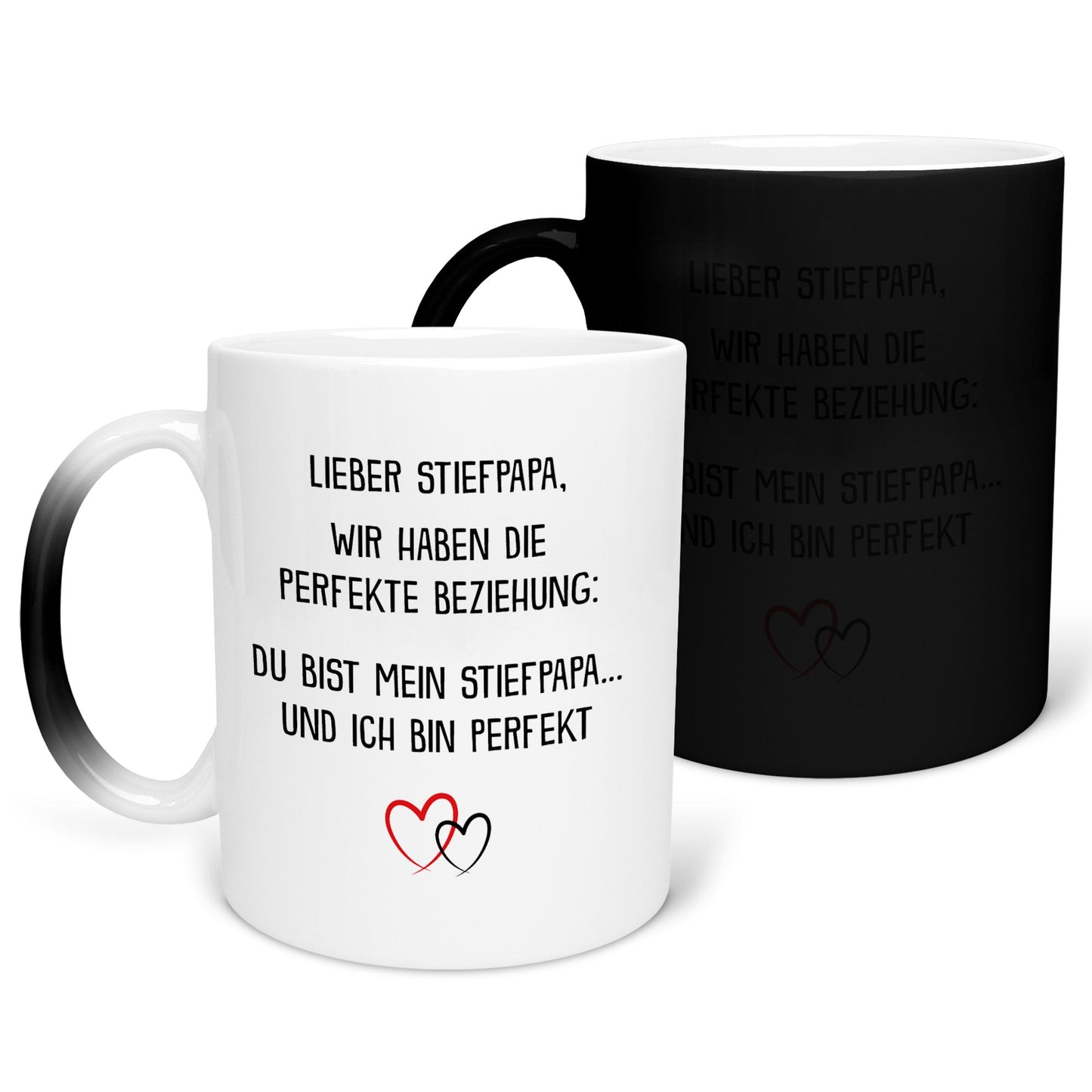 22Feels® Stiefvater Geschenk - Zaubertasse mit Spruch (Matt-Schwarz und Weiss, 320ml)-Farbwechsel Tasse Matt 320ml-22Feels