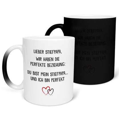 22Feels® Stiefvater Geschenk - Zaubertasse mit Spruch (Matt-Schwarz und Weiss, 320ml)-Farbwechsel Tasse Matt 320ml-22Feels