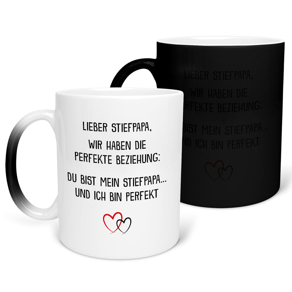 22Feels® Stiefvater Geschenk - Zaubertasse mit Spruch (Matt-Schwarz und Weiss, 320ml)-Farbwechsel Tasse Matt 320ml-22Feels