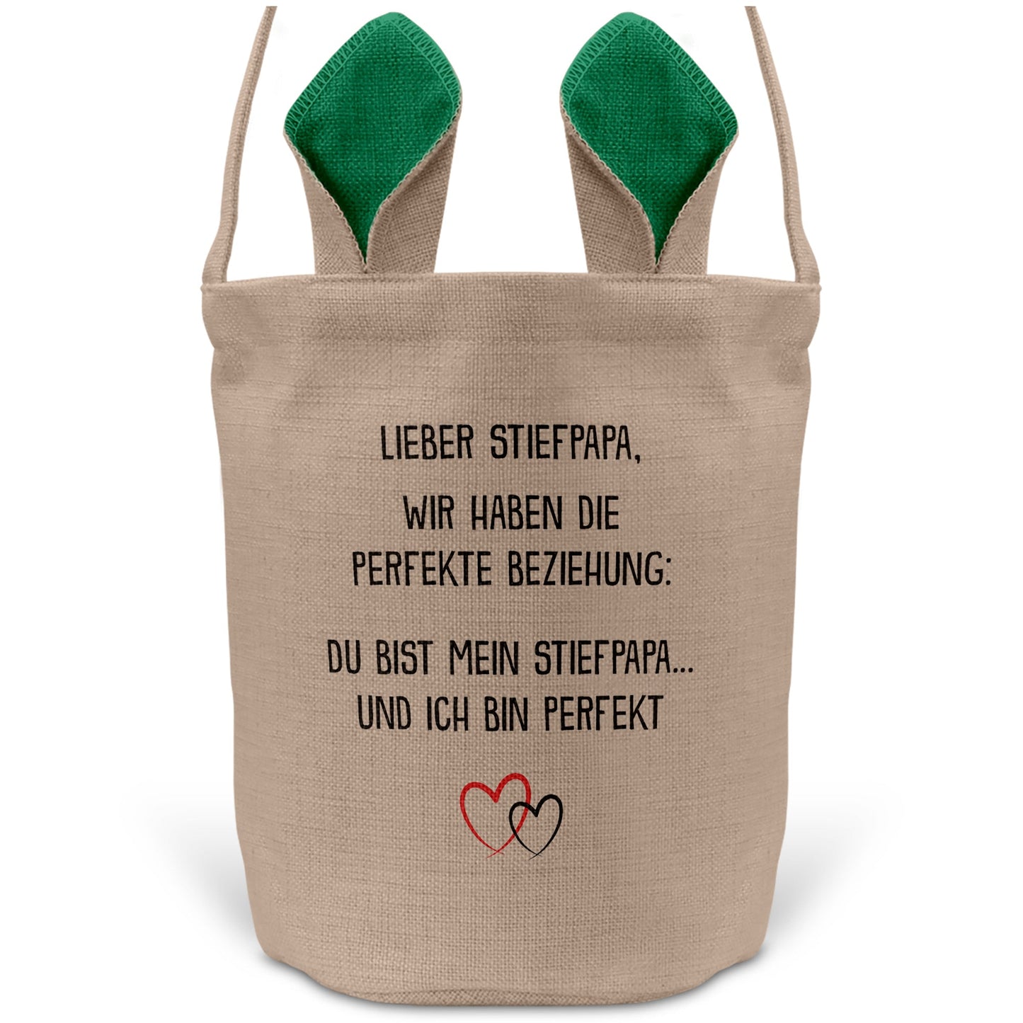 22Feels® Stiefpapa Stiefvater Osterkorb mit Henkel Ostergeschenk Tragetasche Ostern Deko Osternest Körbchen Hasenohren (Beige/Grün)-Ostern Tragetasche-22Feels