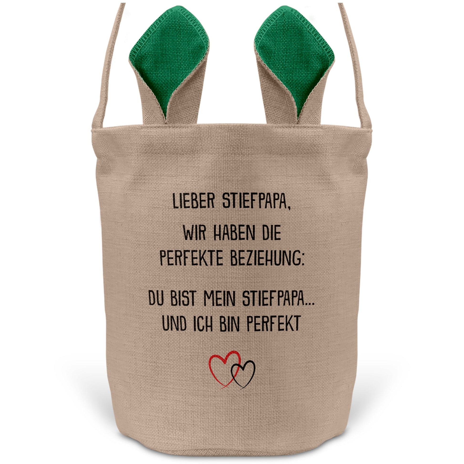 22Feels® Stiefpapa Stiefvater Osterkorb mit Henkel Ostergeschenk Tragetasche Ostern Deko Osternest Körbchen Hasenohren (Beige/Grün)-Ostern Tragetasche-22Feels