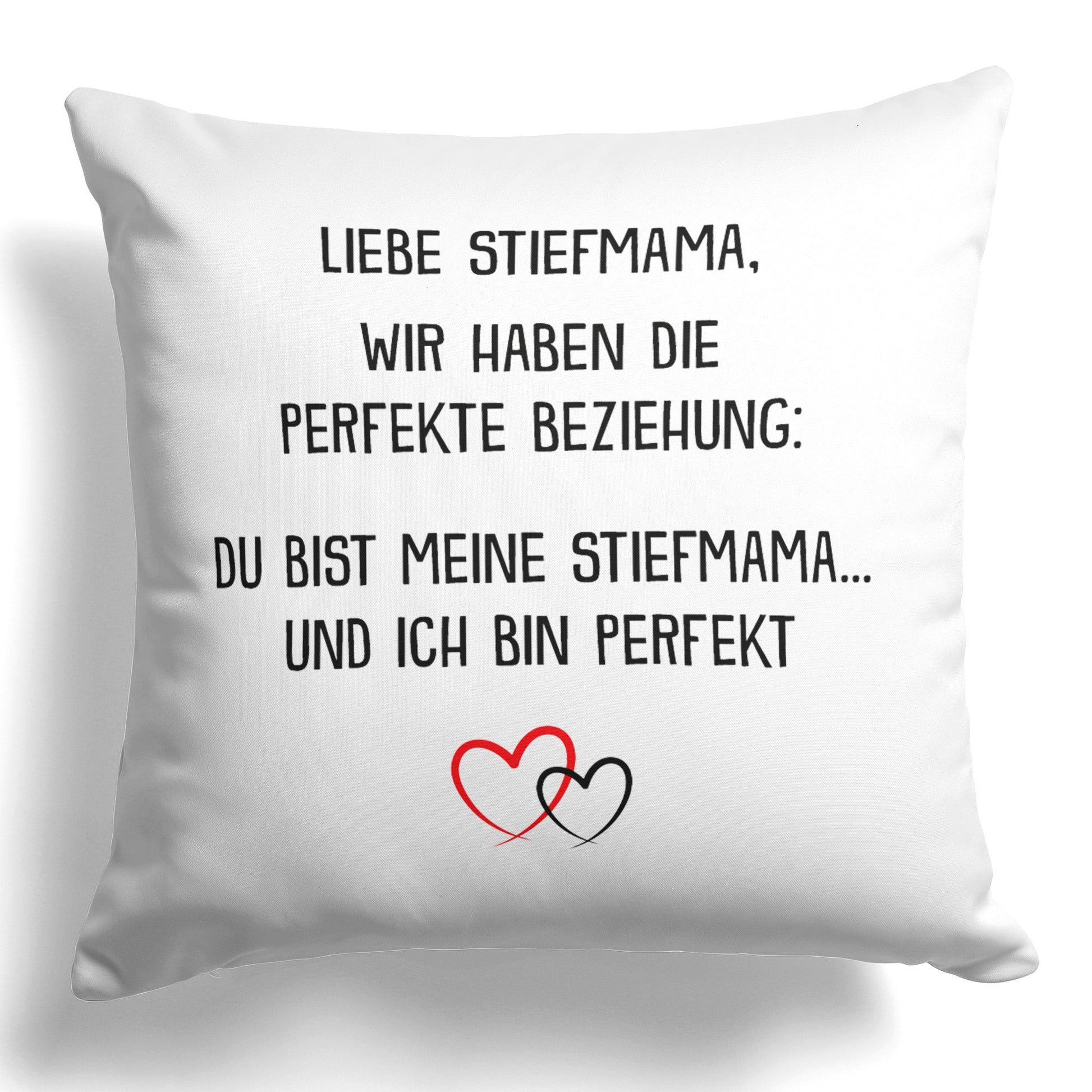 22Feels® Stiefmama Geschenk - Kissen mit Spruch (Weiss 40x40cm)-Kissen Weiss 40x40-22Feels