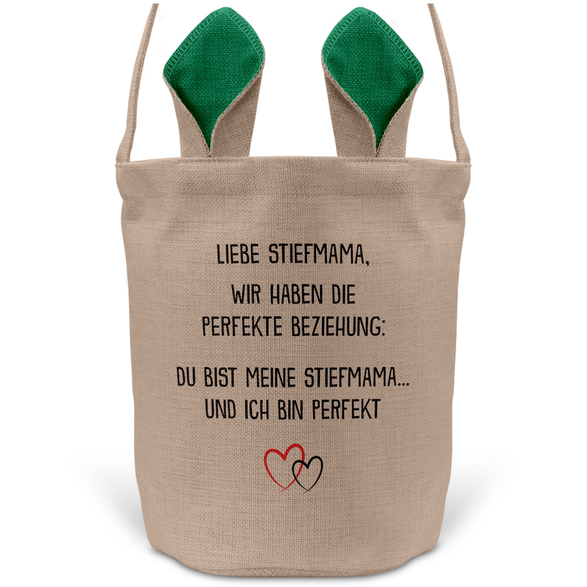 22Feels® Stiefmama Stiefmutter Osterkorb mit Henkel Ostergeschenk Tragetasche Ostern Deko Osternest Körbchen Hasenohren (Beige/Grün)-Ostern Tragetasche-22Feels