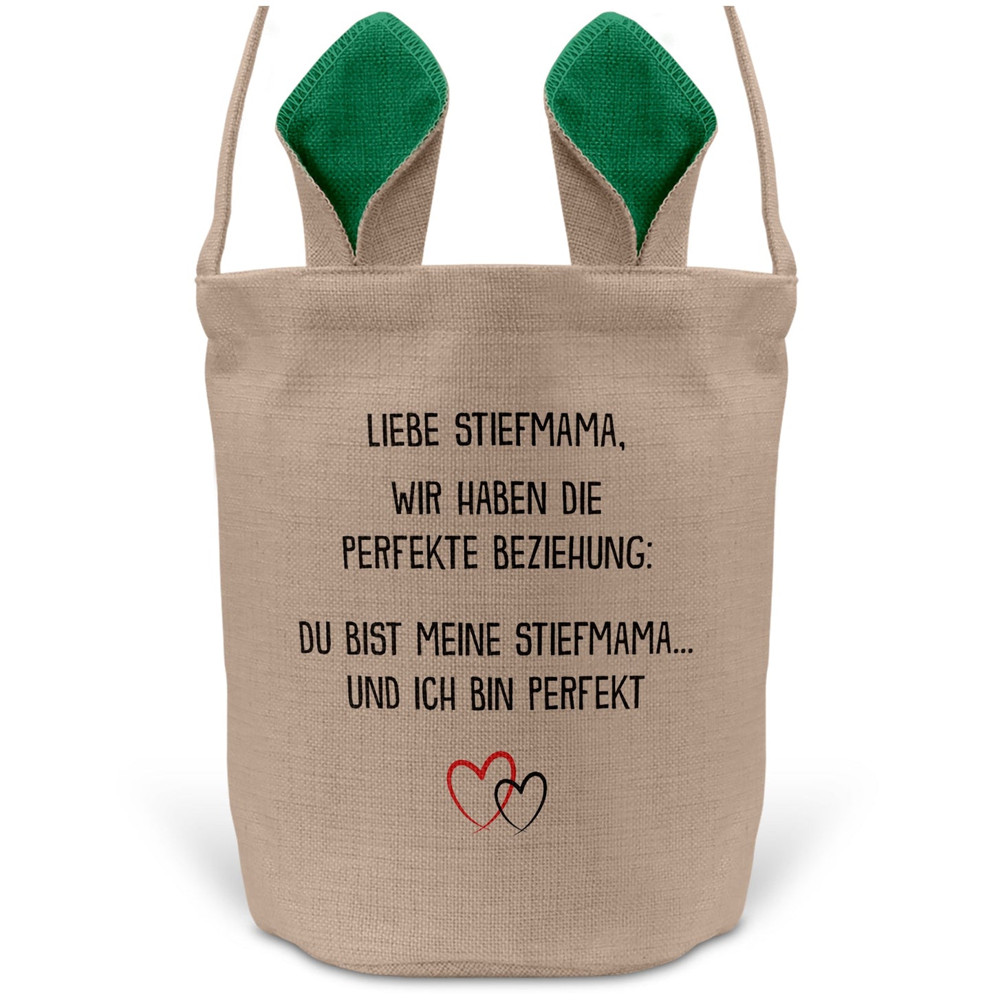 22Feels® Stiefmama Stiefmutter Osterkorb mit Henkel Ostergeschenk Tragetasche Ostern Deko Osternest Körbchen Hasenohren (Beige/Grün)-Ostern Tragetasche-22Feels