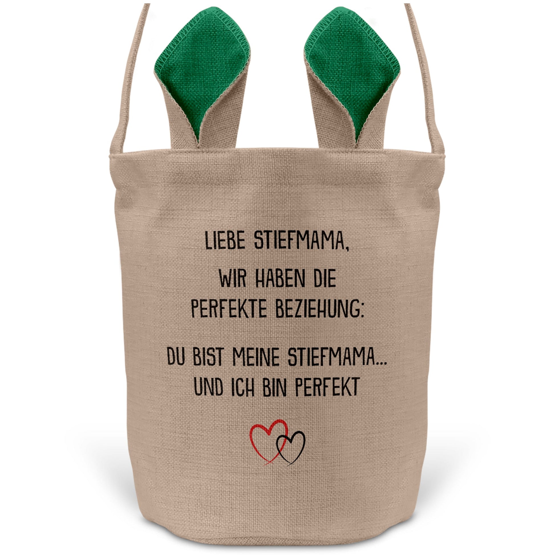 22Feels® Stiefmama Stiefmutter Osterkorb mit Henkel Ostergeschenk Tragetasche Ostern Deko Osternest Körbchen Hasenohren (Beige/Grün)-Ostern Tragetasche-22Feels