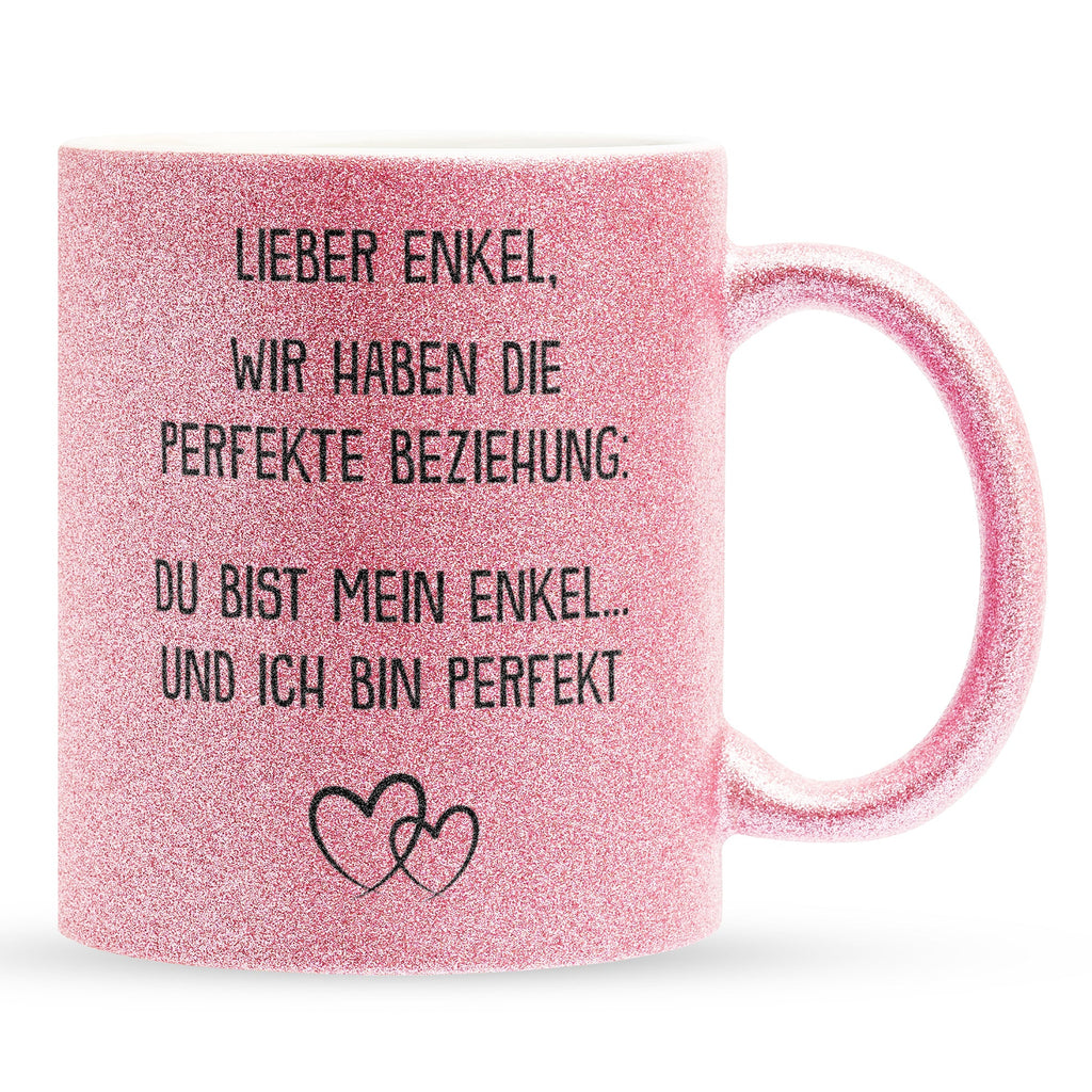 22Feels® Enkel Geschenk - Glitzertasse mit Spruch (Pink, 320ml)-Glitzertasse Pink 320ml-22Feels