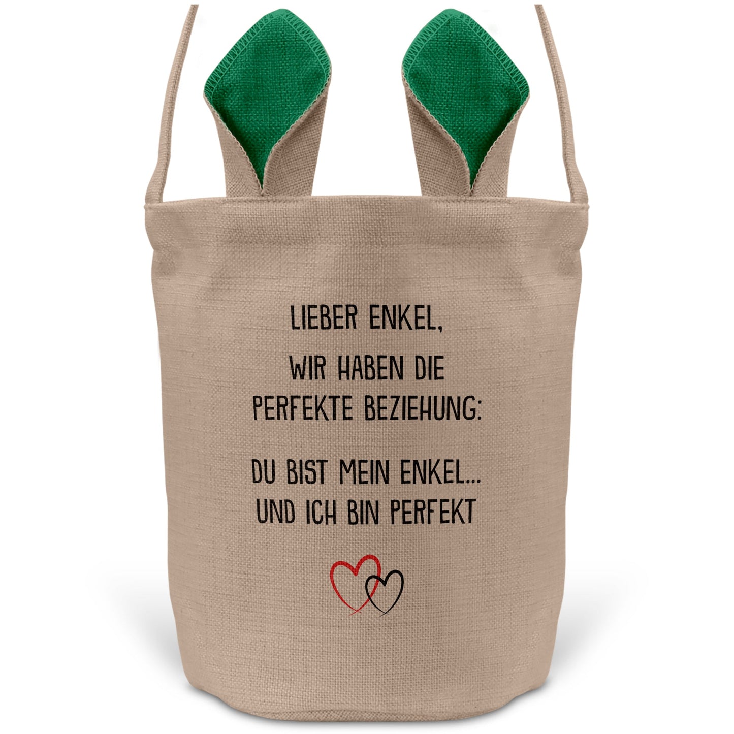 22Feels® Enkel Kinder Junge Osterkorb mit Henkel Ostergeschenk Tragetasche Ostern Deko Osternest Körbchen Hasenohren (Beige/Grün)-Ostern Tragetasche-22Feels