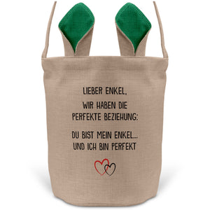 22Feels® Enkel Kinder Junge Osterkorb mit Henkel Ostergeschenk Tragetasche Ostern Deko Osternest Körbchen Hasenohren (Beige/Grün)-Ostern Tragetasche-22Feels