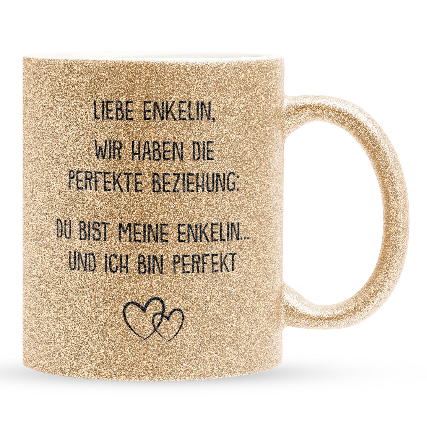 22Feels® Enkelin Geschenk - Glitzertasse mit Spruch (Gold, 320ml)-Glitzertasse Gold 320ml-22Feels