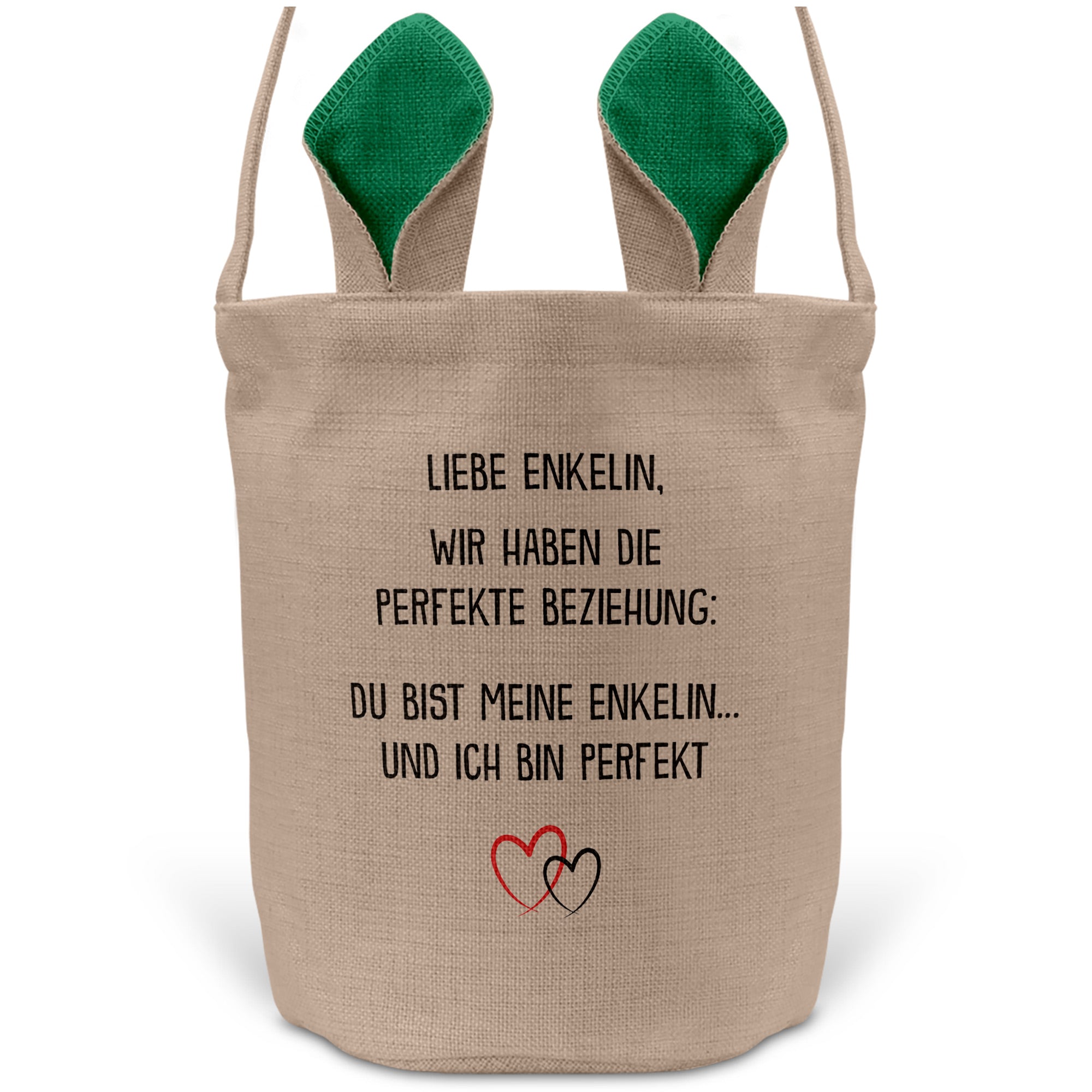 22Feels® Enkelin Kinder Mädchen Osterkorb mit Henkel Ostergeschenk Tragetasche Ostern Deko Osternest Körbchen Hasenohren (Beige/Grün)-Ostern Tragetasche-22Feels