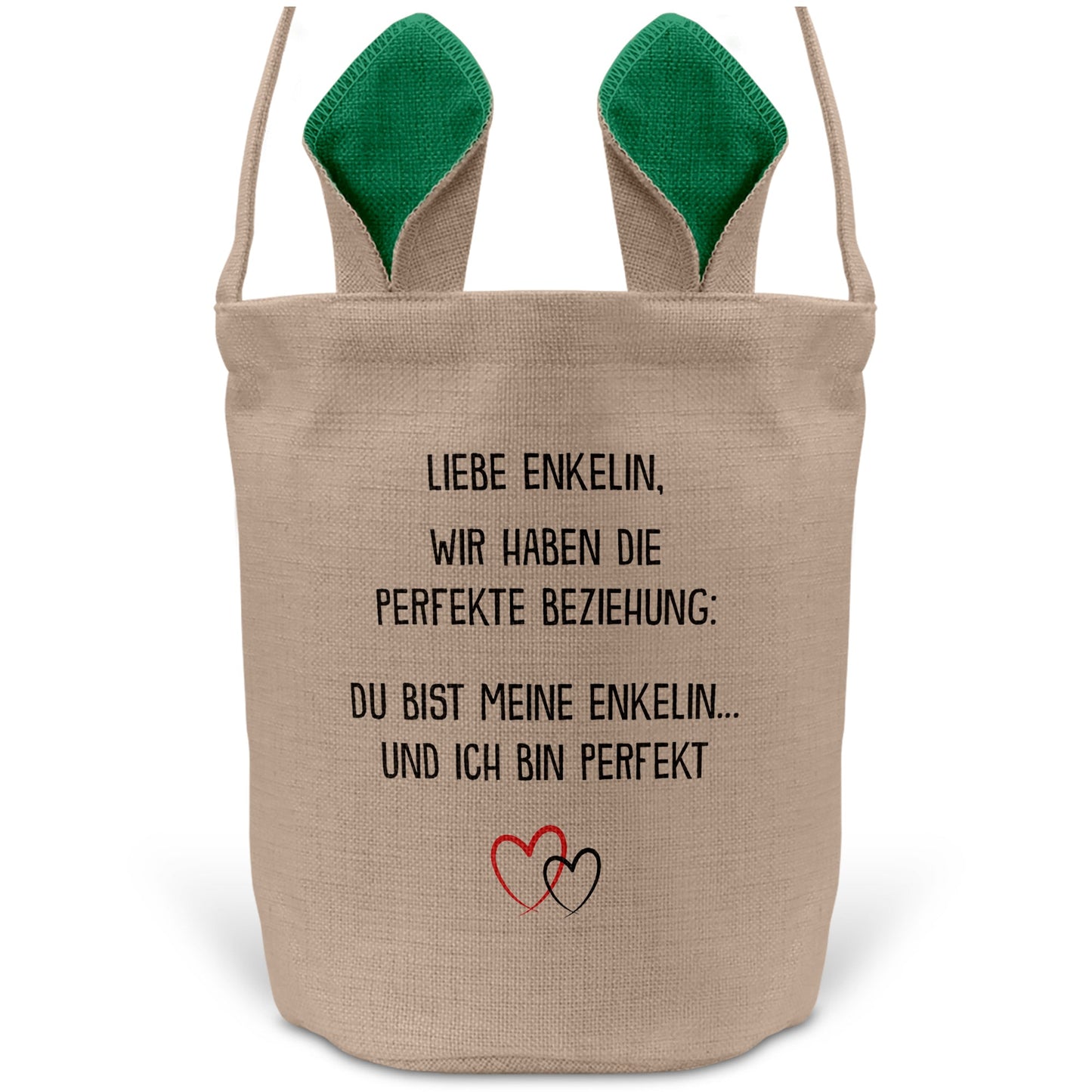 22Feels® Enkelin Kinder Mädchen Osterkorb mit Henkel Ostergeschenk Tragetasche Ostern Deko Osternest Körbchen Hasenohren (Beige/Grün)-Ostern Tragetasche-22Feels