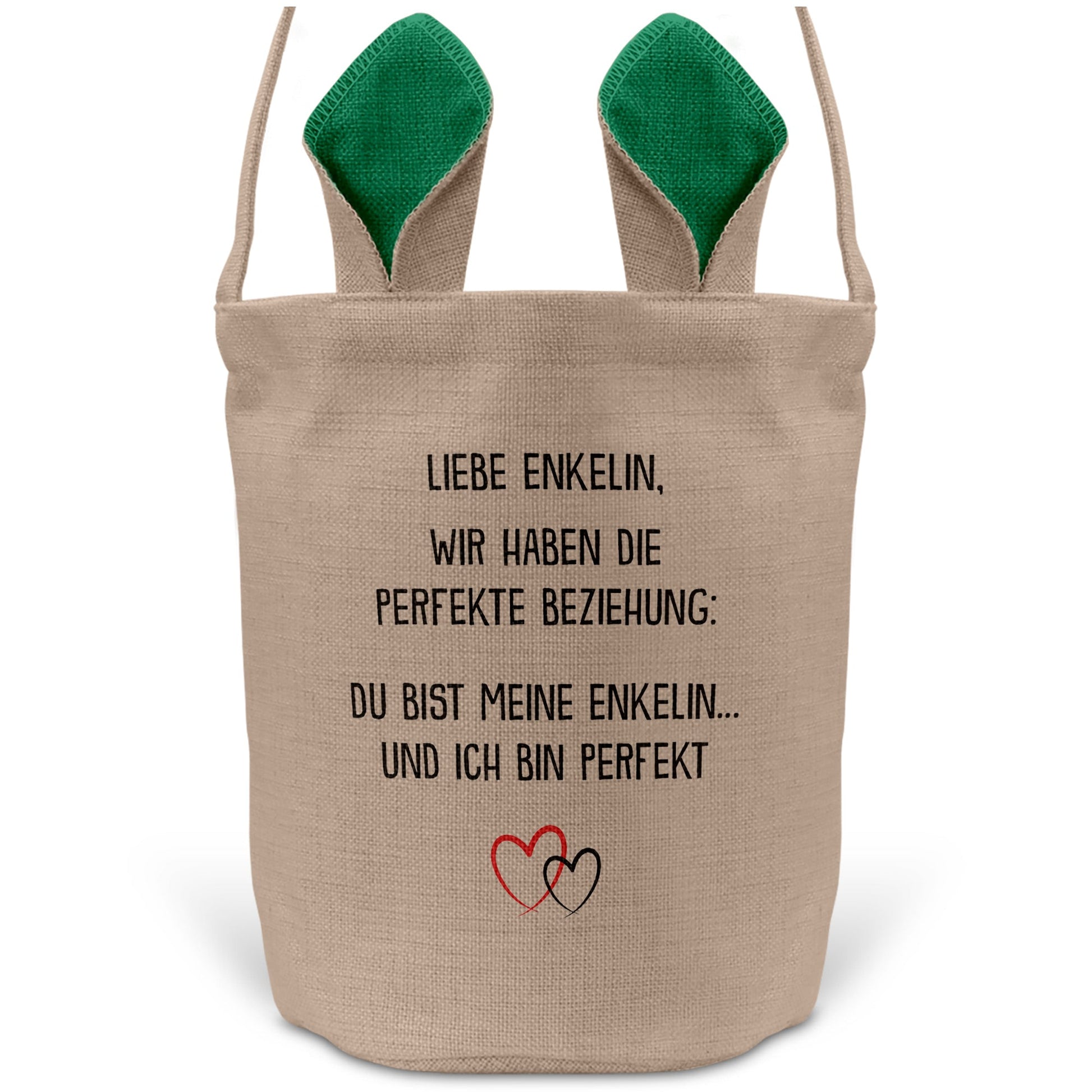 22Feels® Enkelin Kinder Mädchen Osterkorb mit Henkel Ostergeschenk Tragetasche Ostern Deko Osternest Körbchen Hasenohren (Beige/Grün)-Ostern Tragetasche-22Feels
