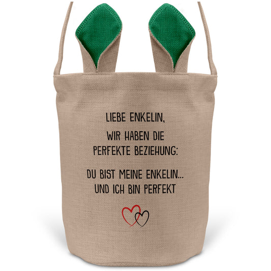 22Feels® Enkelin Kinder Mädchen Osterkorb mit Henkel Ostergeschenk Tragetasche Ostern Deko Osternest Körbchen Hasenohren (Beige/Grün)-Ostern Tragetasche-22Feels