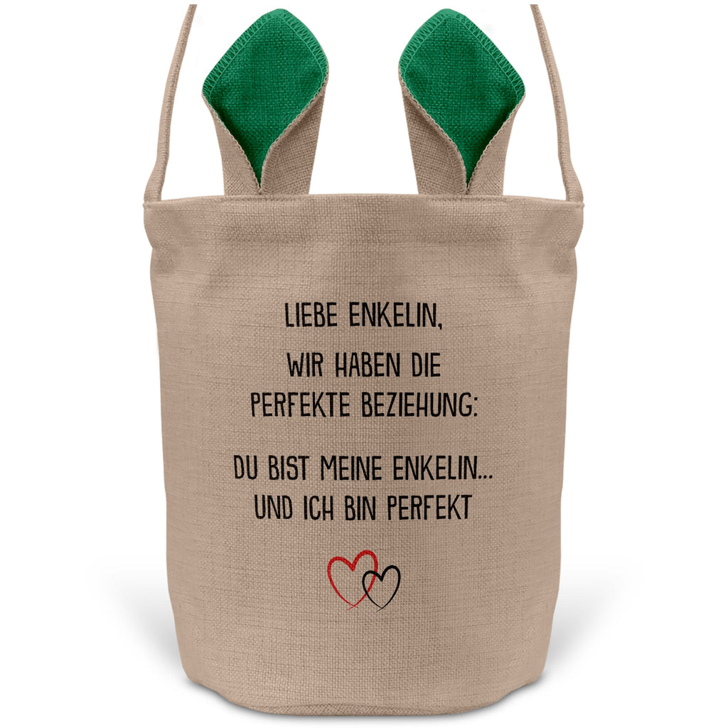 22Feels® Enkelin Kinder Mädchen Osterkorb mit Henkel Ostergeschenk Tragetasche Ostern Deko Osternest Körbchen Hasenohren (Beige/Grün)-Ostern Tragetasche-22Feels