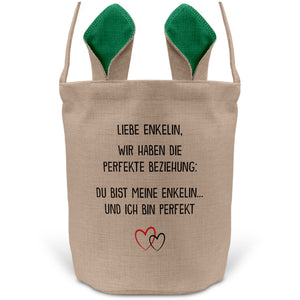 22Feels® Enkelin Kinder Mädchen Osterkorb mit Henkel Ostergeschenk Tragetasche Ostern Deko Osternest Körbchen Hasenohren (Beige/Grün)-Ostern Tragetasche-22Feels