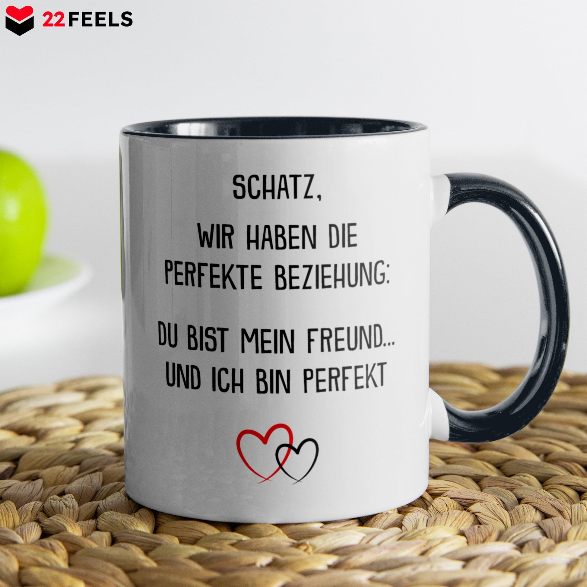 22Feels® Freund Geschenk zum Jahrestag, Valentinstag etc. - Tasse mit Spruch (Weiss-Schwarz, 320ml)-TwoTone Tasse Weiss-Schwarz 320ml-22Feels