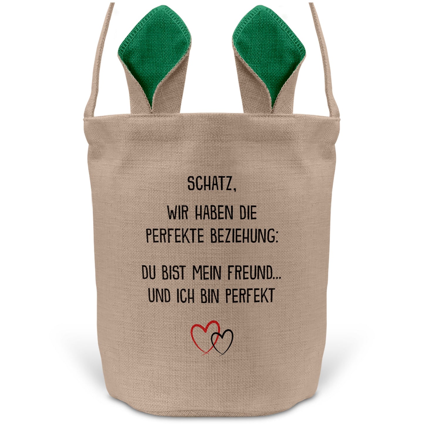 22Feels® Freund Paar Osterkorb mit Henkel Ostergeschenk Tragetasche Ostern Deko Osternest Körbchen Hasenohren (Beige/Grün)-Ostern Tragetasche-22Feels