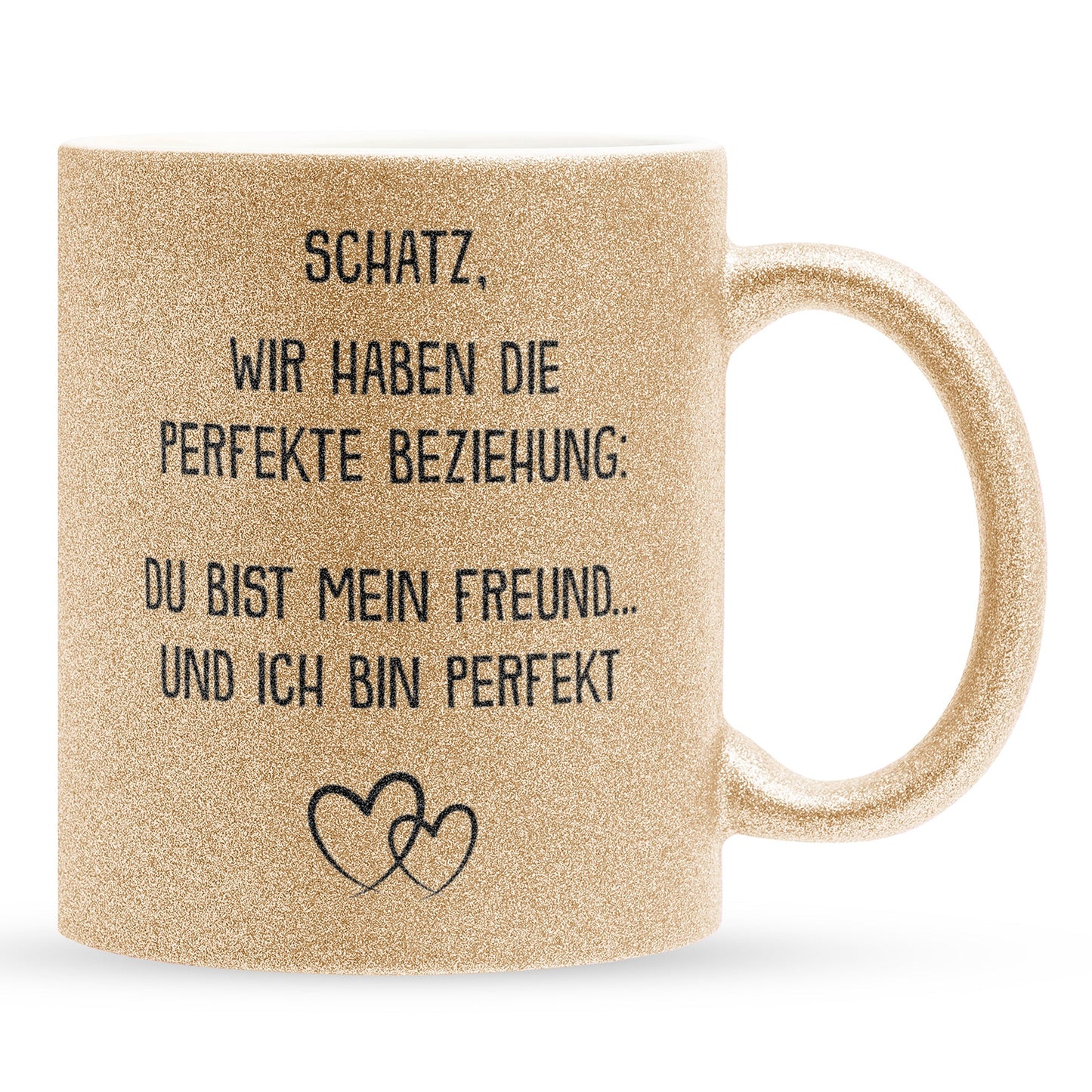 22Feels® Freund Geschenk zum Jahrestag, Valentinstag etc. - Glitzertasse mit Spruch (Gold, 320ml)-Glitzertasse Gold 320ml-22Feels