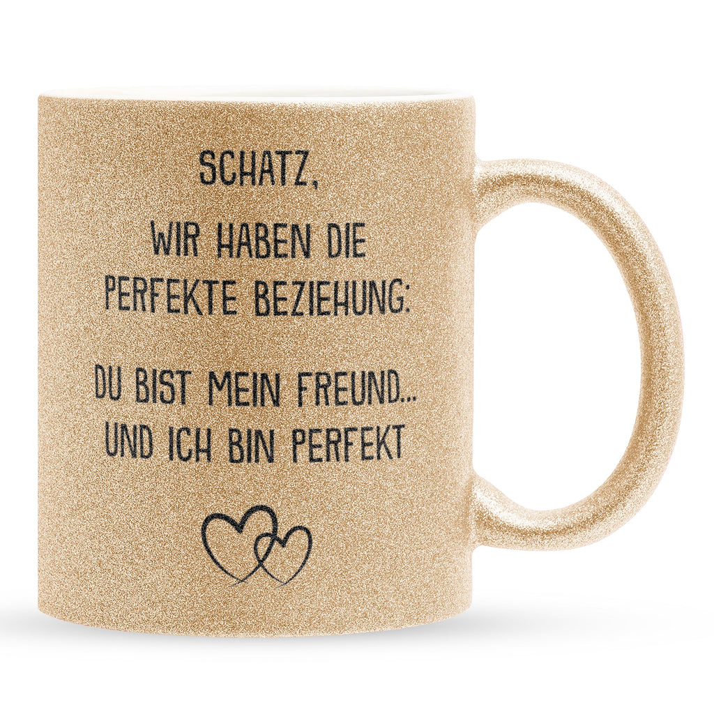 22Feels® Freund Geschenk zum Jahrestag, Valentinstag etc. - Glitzertasse mit Spruch (Gold, 320ml)-Glitzertasse Gold 320ml-22Feels
